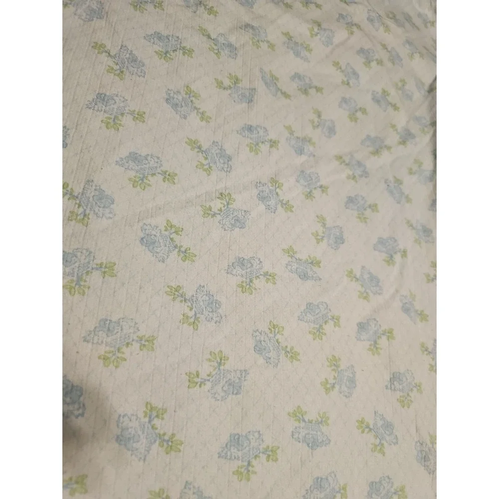 AMY COE Limited Edition Blue Floral 100%‎ Cotton Knit Baby Blanket- RARE